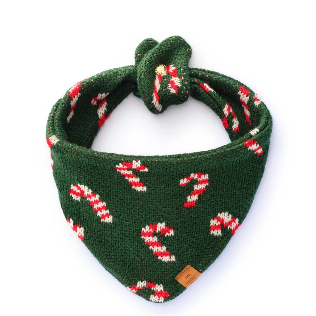 Candy Canes Knit Dog Bandana - Bark and Willow