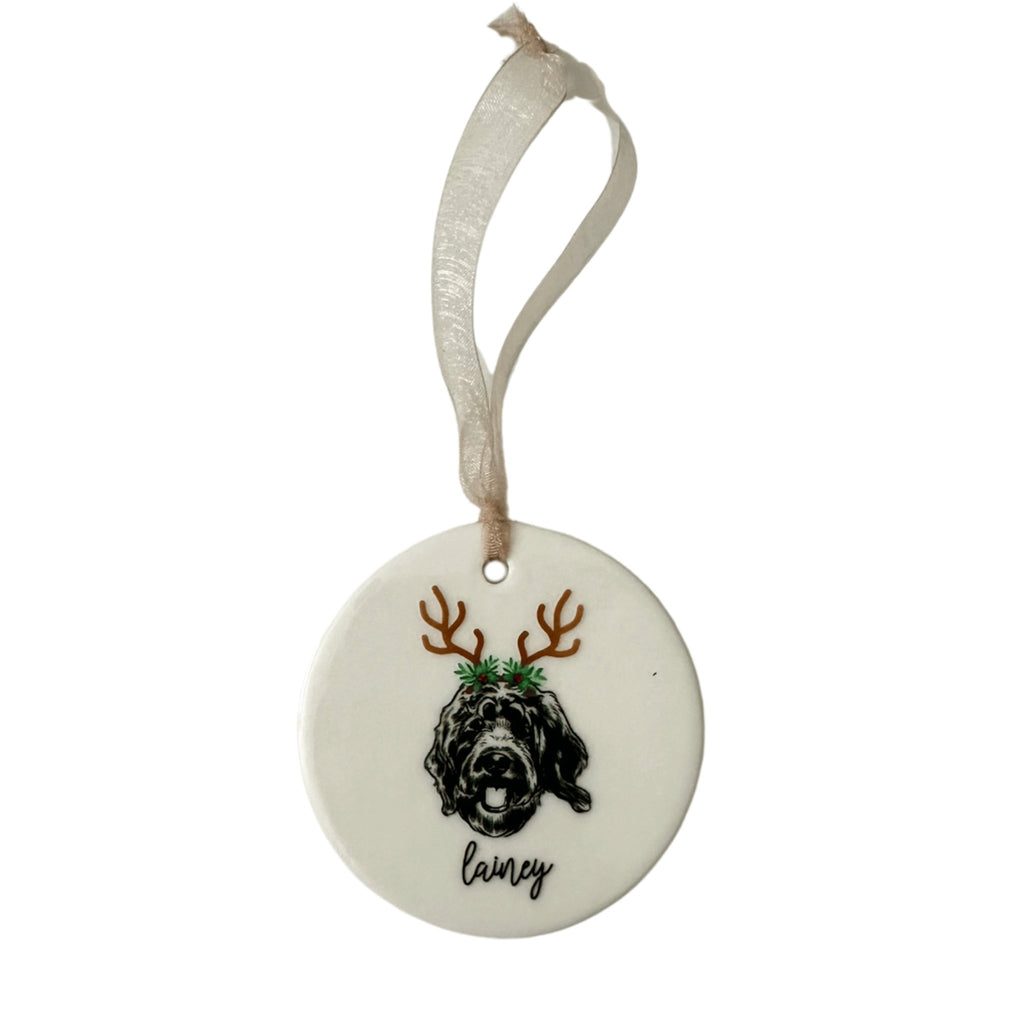 Custom Pet Portrait Ceramic Ornament - Bark and Willow