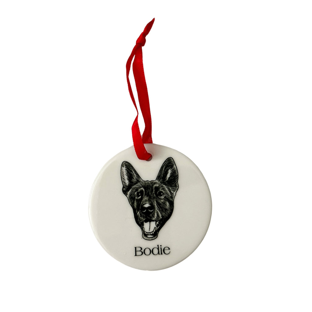 Custom Pet Portrait Ceramic Ornament - Bark and Willow