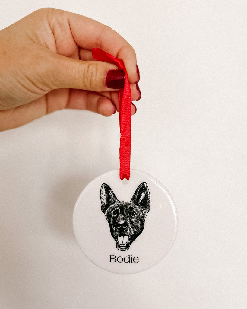 Custom Pet Portrait Ceramic Ornament - Bark and Willow