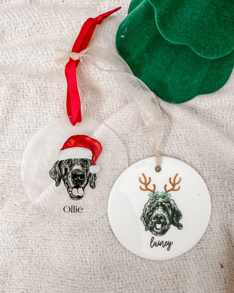 Custom Pet Portrait Ceramic Ornament - Bark and Willow