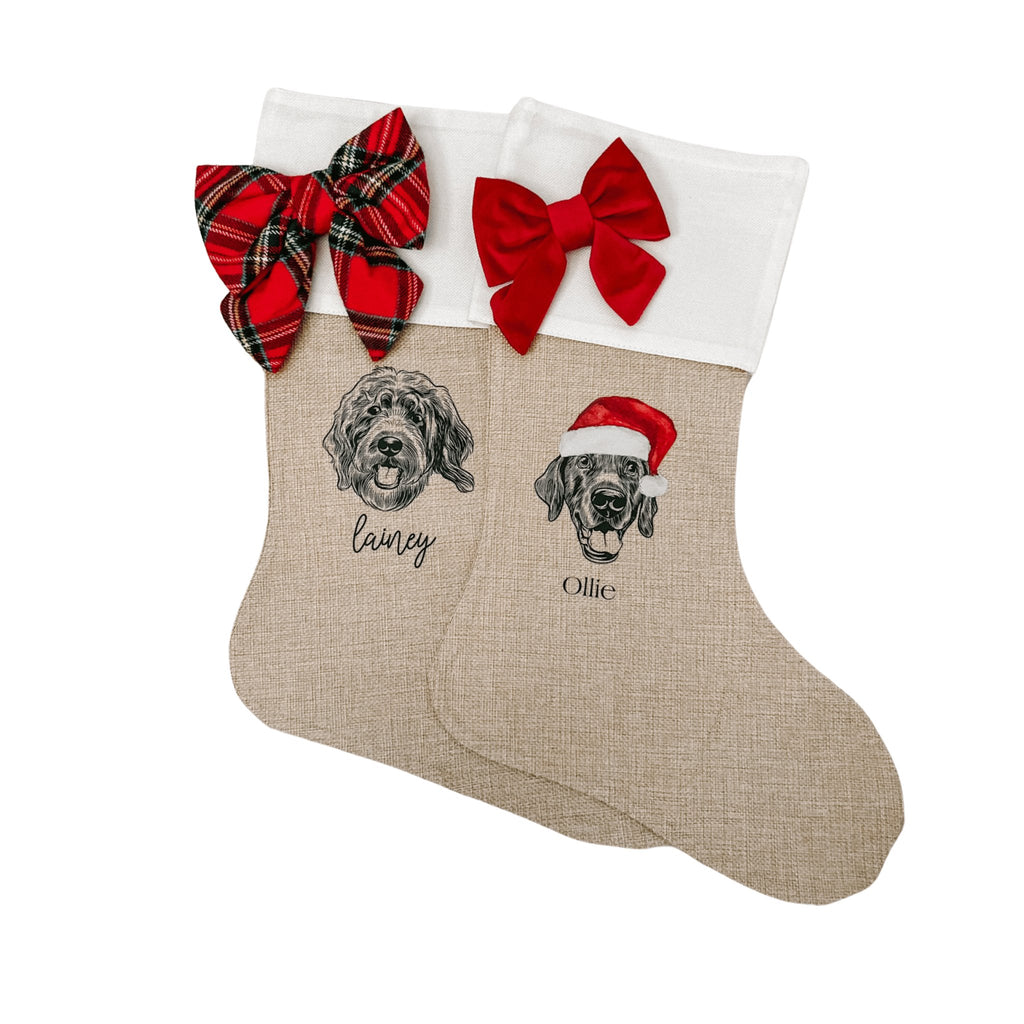 Custom Pet Portrait Christmas Stocking - Bark and Willow