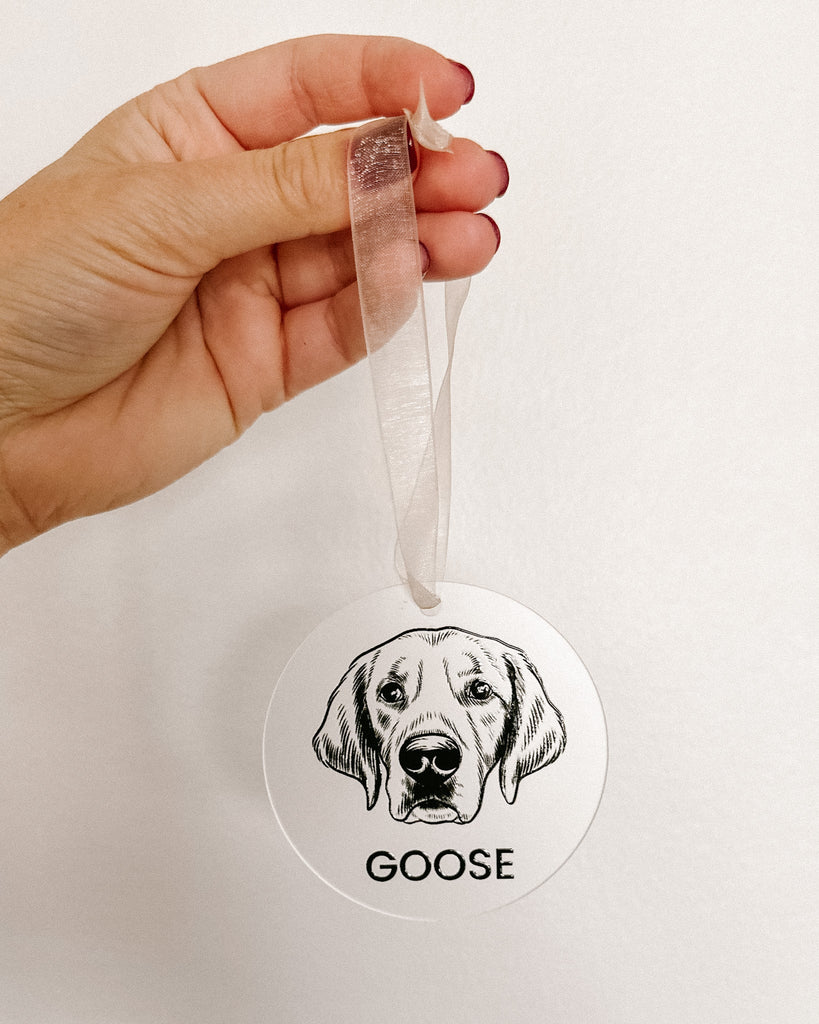 Custom Pet Portrait Frosted Acrylic Ornament - Bark and Willow