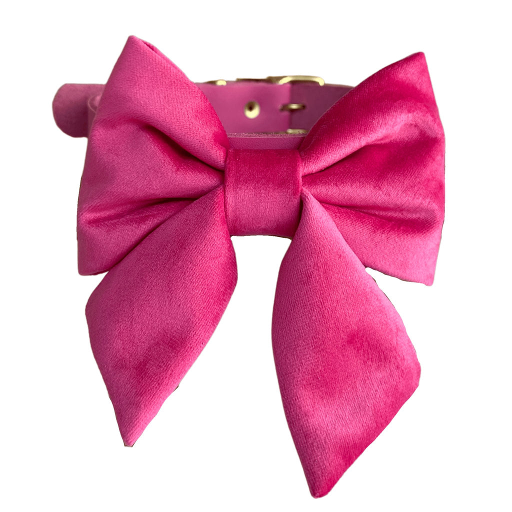 Hot Pink Velvet Sailor Bow - Bark and Willow