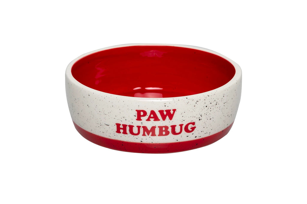 "Paw Humbug" Holiday Ceramic Dog Bowl, Medium - Bark and Willow