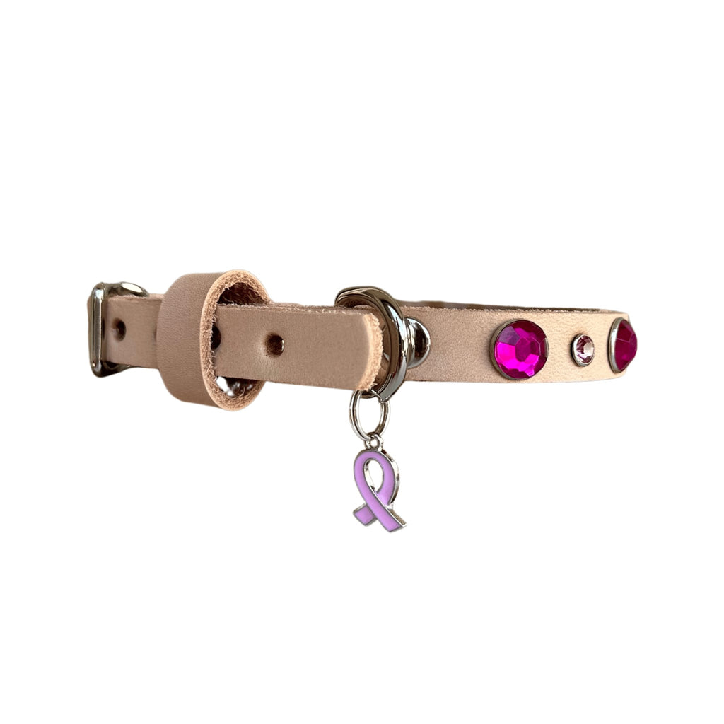 Pretty in Pink Bedazzled Leather Dog Collar - Bark and Willow