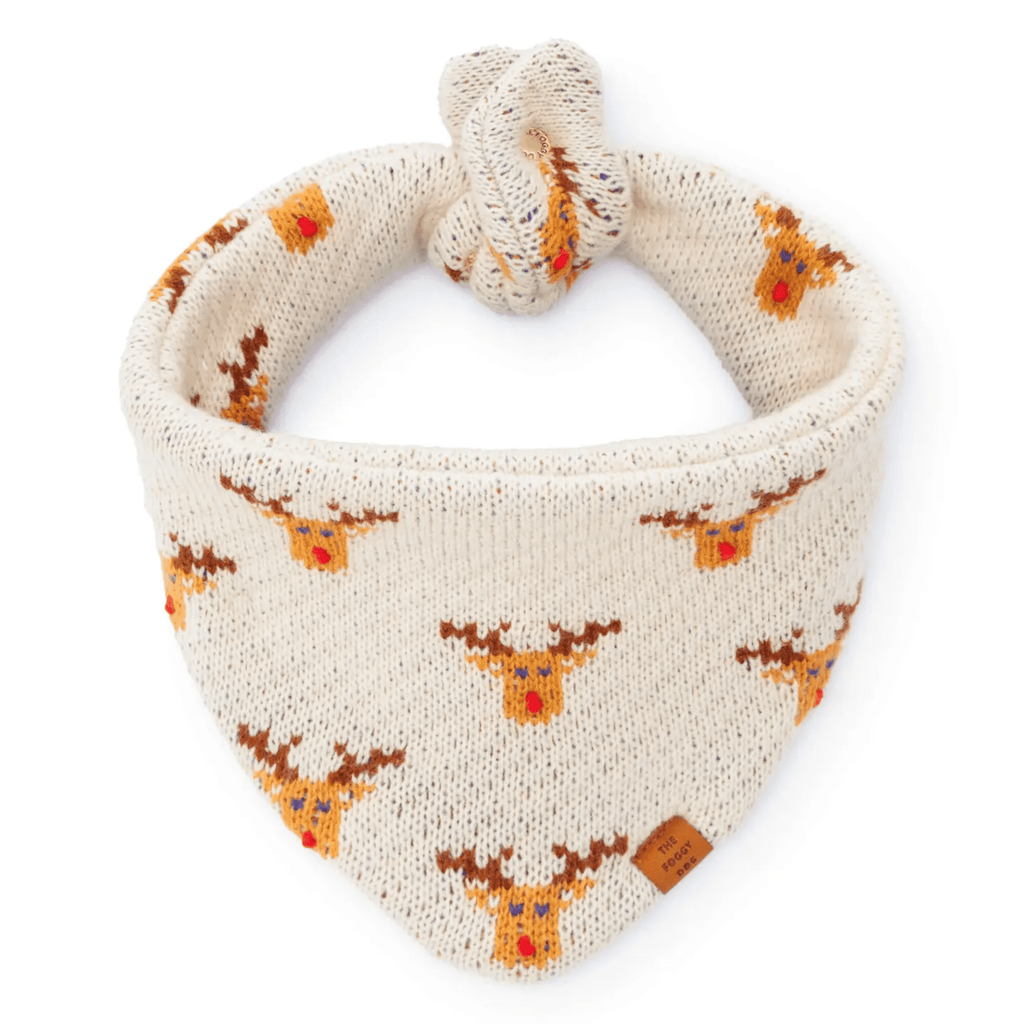 Reindeer Knit Dog Bandana - Bark and Willow