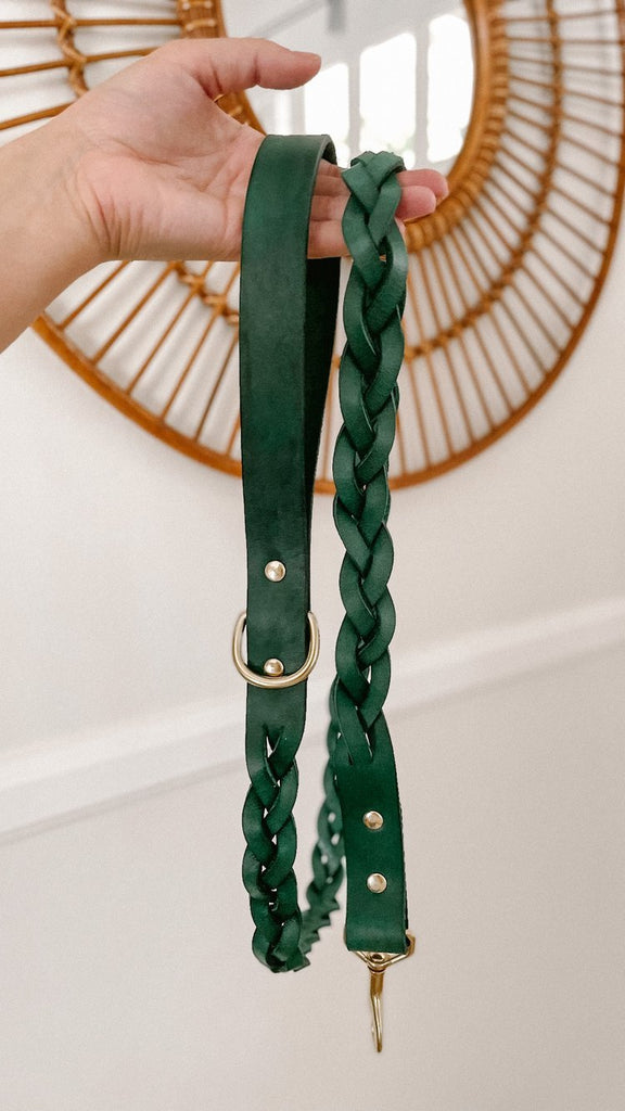 Braided Leather Dog Leash - Bark and Willow